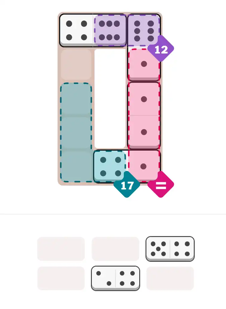 Pips hint for August 28, 2025 – medium level puzzle grid highlighting important moves and hints