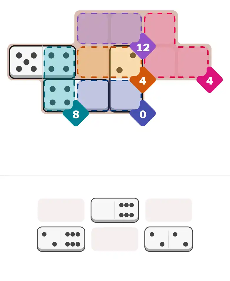 Pips hint for August 29, 2025 – medium level puzzle grid highlighting important moves and hints