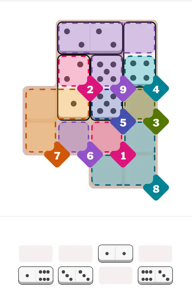 Pips hint for Sept 3, 2025 – hard level puzzle grid with critical first placements and strategy