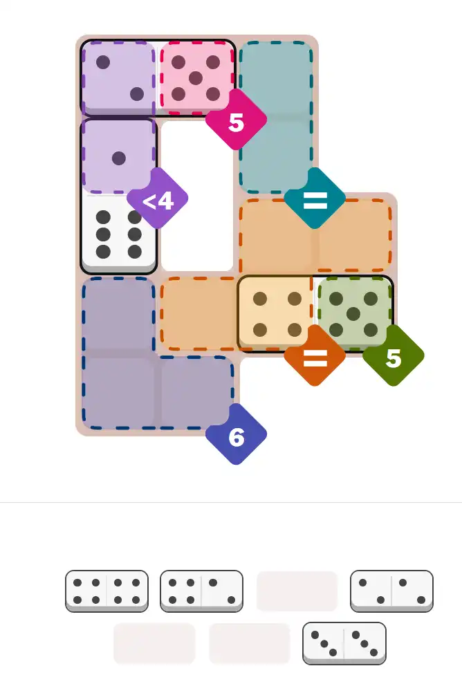 Pips hint for Sept 5, 2025 – medium level puzzle grid highlighting important moves and hints