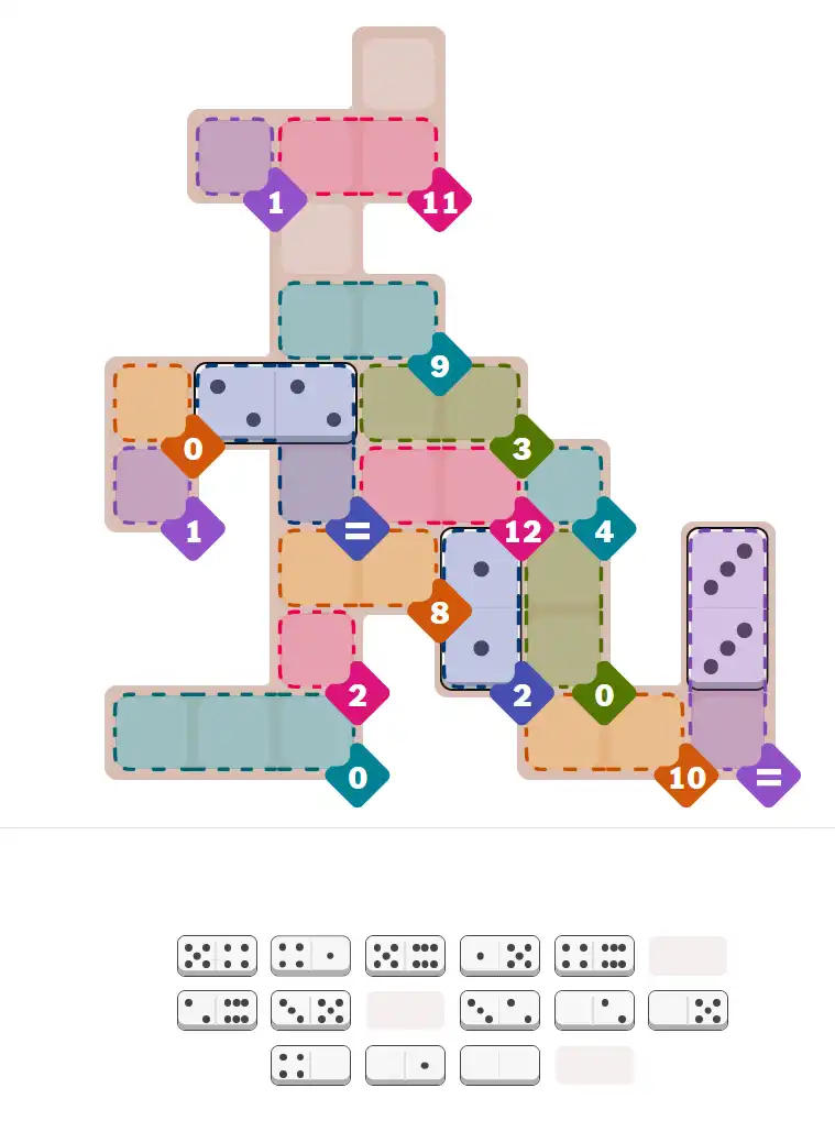 Pips hint for Sept 14, 2025 – hard level puzzle grid with critical first placements and strategy