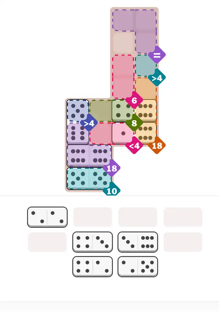 Pips hint for October 19, 2025 – hard level puzzle grid with critical first placements and strategy