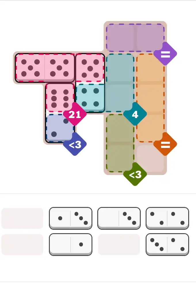 Pips hint for October 21, 2025 – medium level puzzle grid highlighting important moves and hints