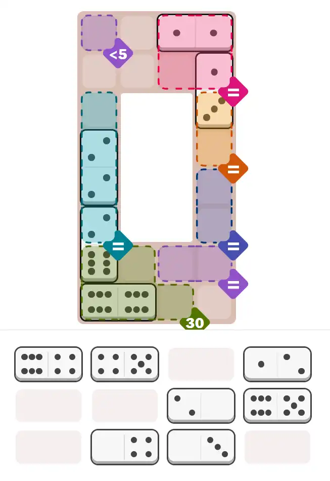 Pips hint for October 22, 2025 – medium level puzzle grid highlighting important moves and hints