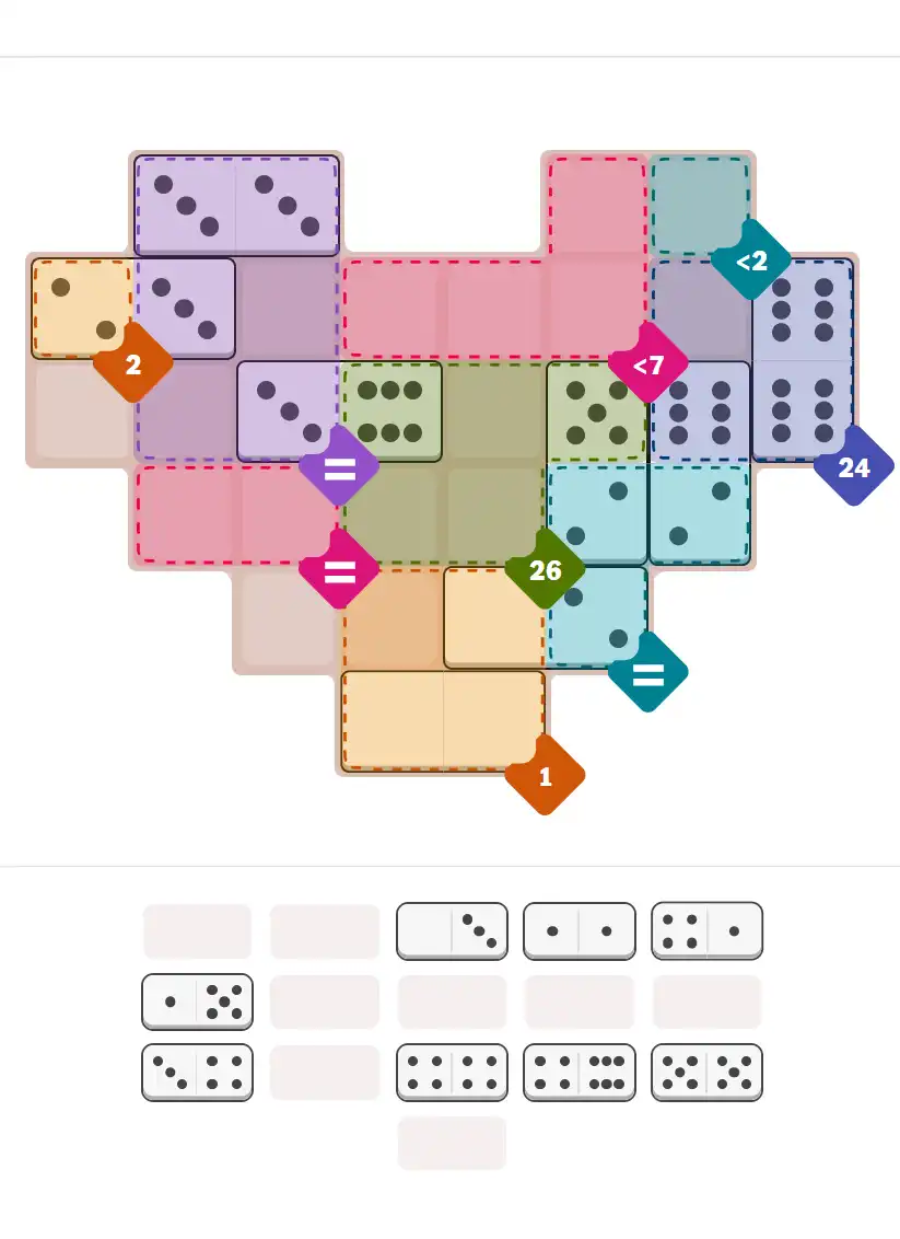 Pips hint for October 23, 2025 – hard level puzzle grid with critical first placements and strategy