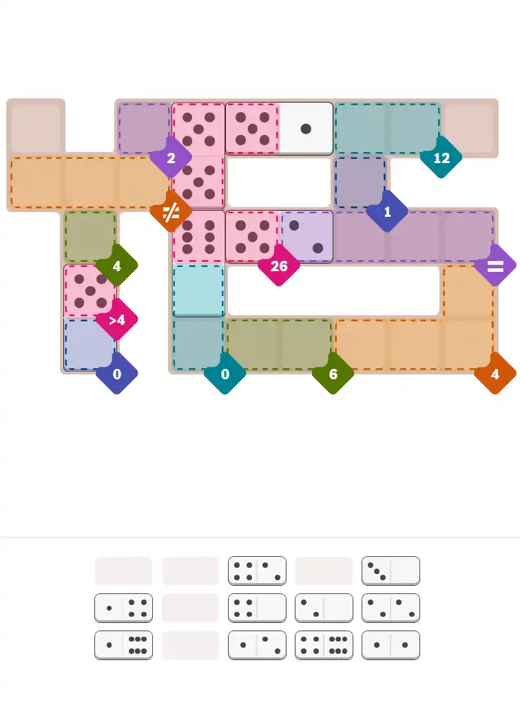 Pips hint for October 25, 2025 – hard level puzzle grid with critical first placements and strategy