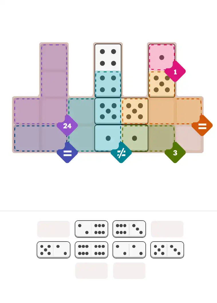 Pips hint for October 25, 2025 – medium level puzzle grid highlighting important moves and hints