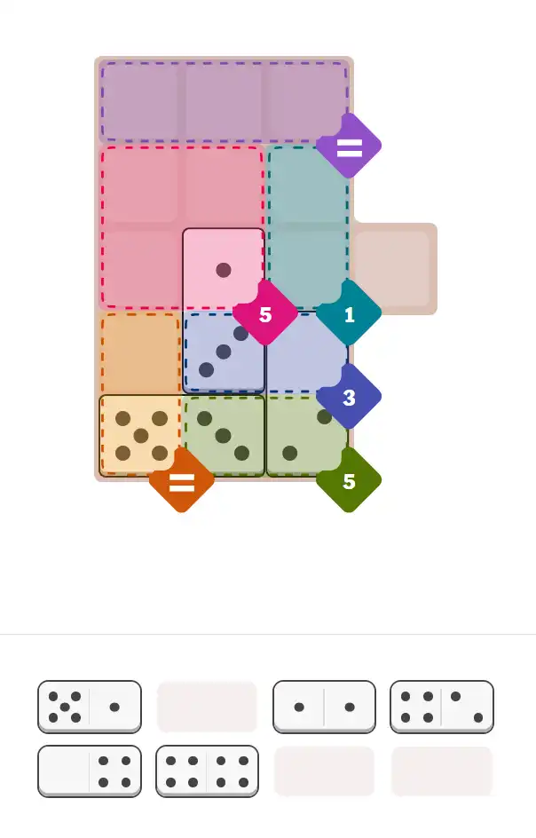 Pips hint for October 26, 2025 – hard level puzzle grid with critical first placements and strategy