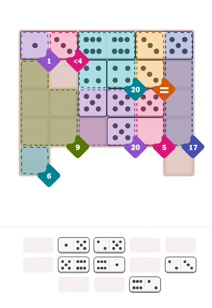 Pips hint for October 28, 2025 – hard level puzzle grid with critical first placements and strategy