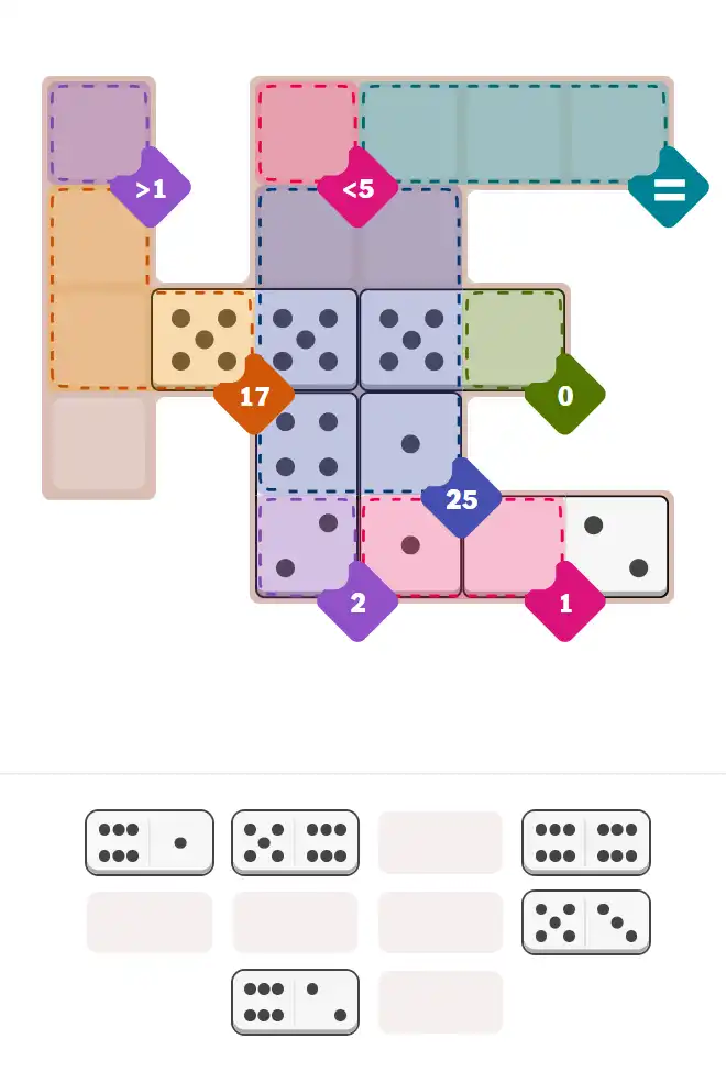 Pips hint for October 30, 2025 – hard level puzzle grid with critical first placements and strategy