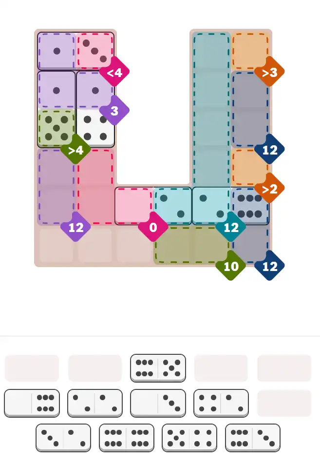 Pips hint for December 1, 2025 – hard level puzzle grid with critical first placements and strategy