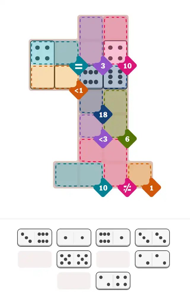 Pips hint for November 13, 2025 – hard level puzzle grid with critical first placements and strategy