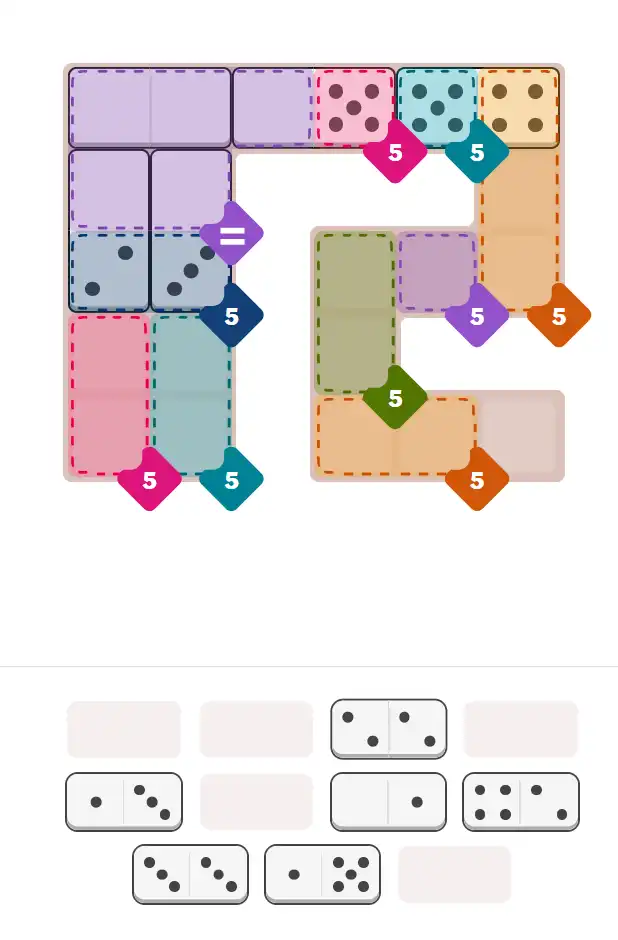 Pips hint for November 14, 2025 – hard level puzzle grid with critical first placements and strategy