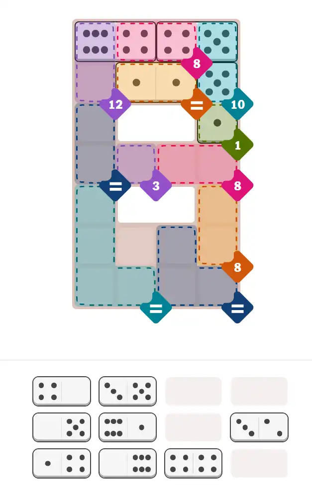 Pips hint for November 16, 2025 – hard level puzzle grid with critical first placements and strategy