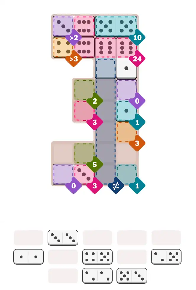 Pips hint for November 17, 2025 – hard level puzzle grid with critical first placements and strategy