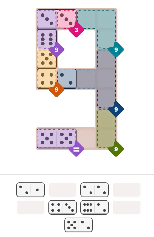 Pips hint for November 18, 2025 – hard level puzzle grid with critical first placements and strategy