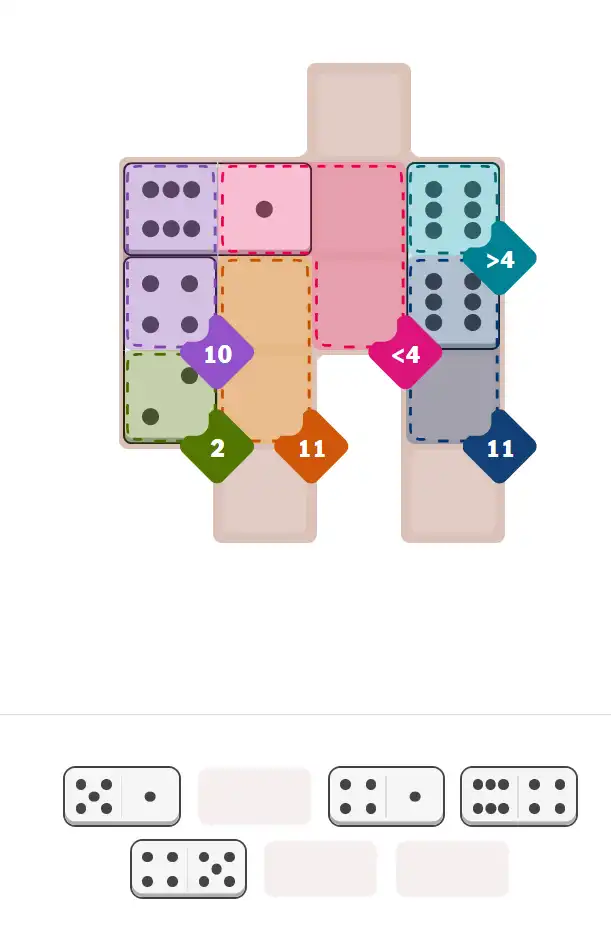 Pips hint for November 2, 2025 – medium level puzzle grid highlighting important moves and hints