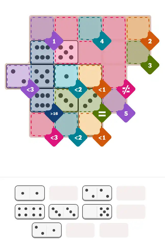 Pips hint for November 3, 2025 – hard level puzzle grid with critical first placements and strategy