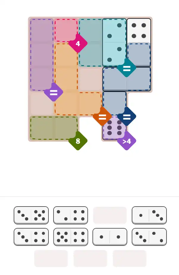 Pips hint for November 6, 2025 – hard level puzzle grid with critical first placements and strategy