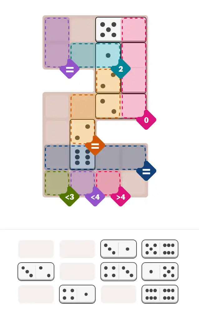 Pips hint for November 9, 2025 – hard level puzzle grid with critical first placements and strategy