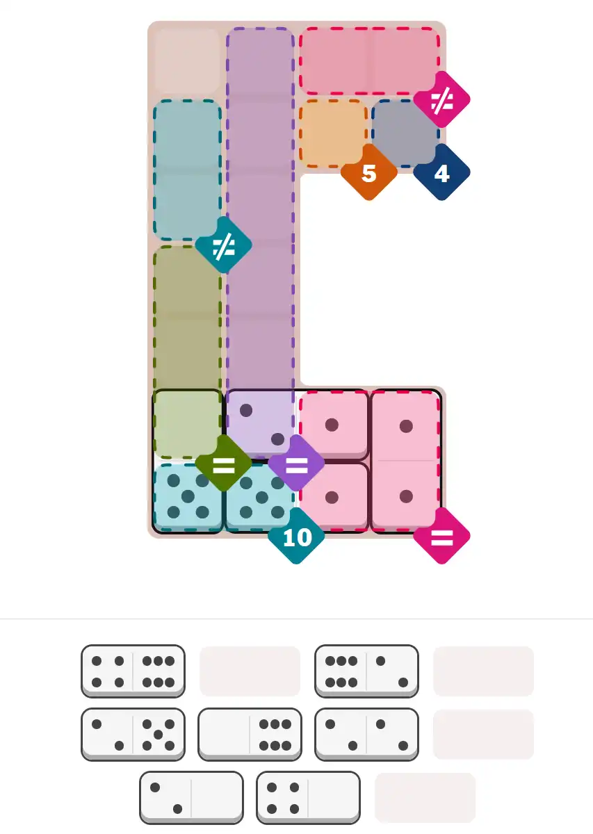 Pips hint for December 12, 2025 – hard level puzzle grid with critical first placements and strategy