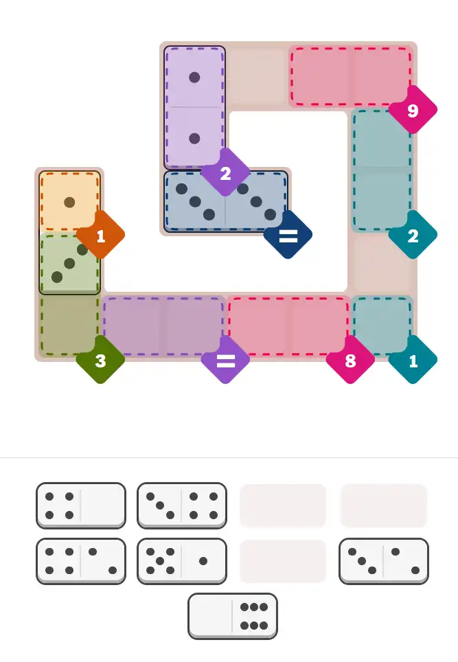 Pips hint for December 13, 2025 – medium level puzzle grid highlighting important moves and hints