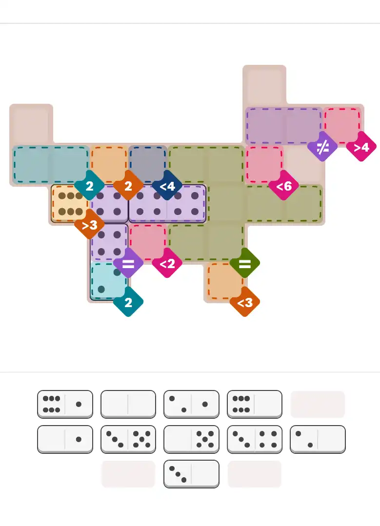 Pips hint for December 16, 2025 – hard level puzzle grid with critical first placements and strategy