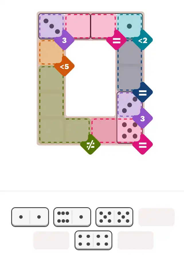 Pips hint for December 16, 2025 – medium level puzzle grid highlighting important moves and hints