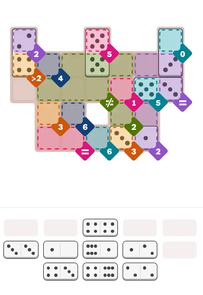 Pips hint for December 18, 2025 – hard level puzzle grid with critical first placements and strategy