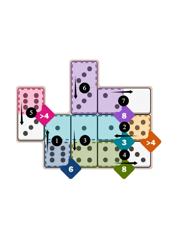 NYT Pips December 18, 2025 medium puzzle full solution grid with completed hints