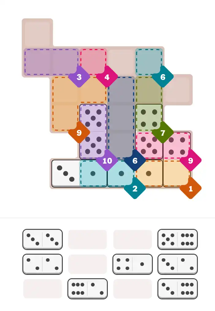 Pips hint for December 19, 2025 – hard level puzzle grid with critical first placements and strategy