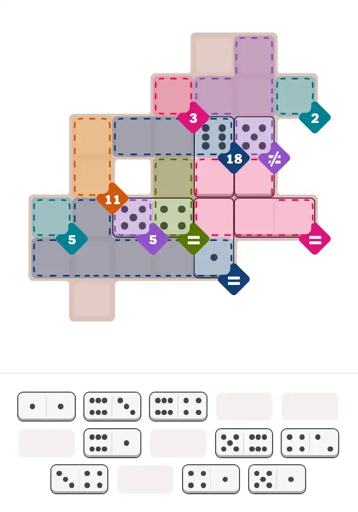 Pips hint for December 21, 2025 – hard level puzzle grid with critical first placements and strategy