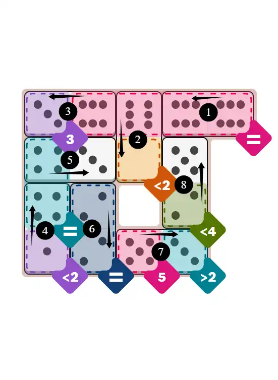 NYT Pips December 23, 2025 medium puzzle full solution grid with completed hints