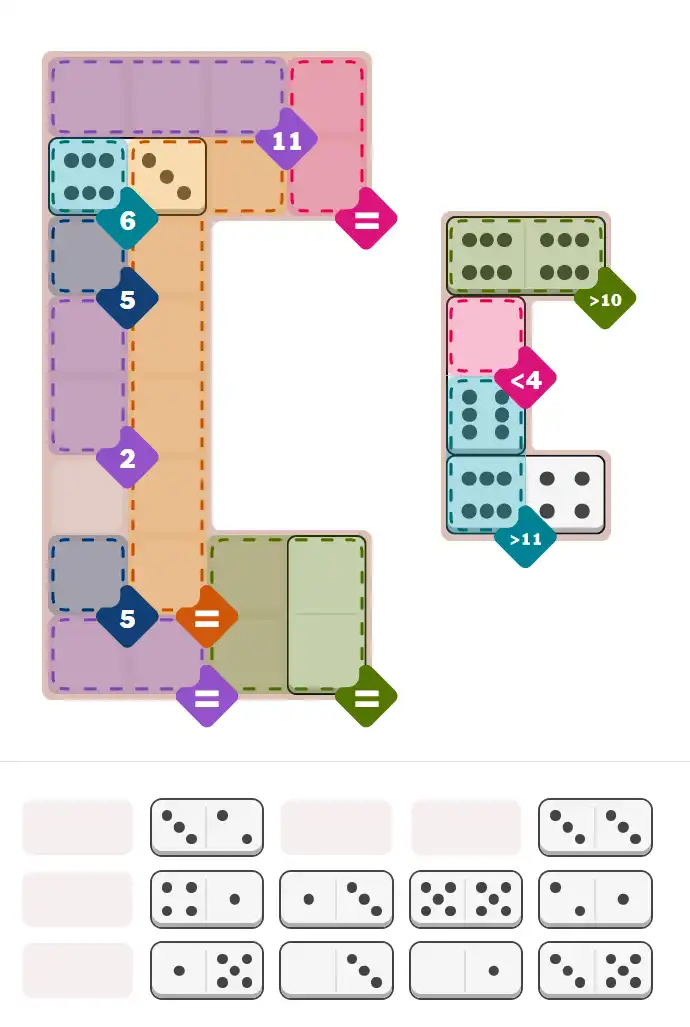 Pips hint for December 26, 2025 – hard level puzzle grid with critical first placements and strategy