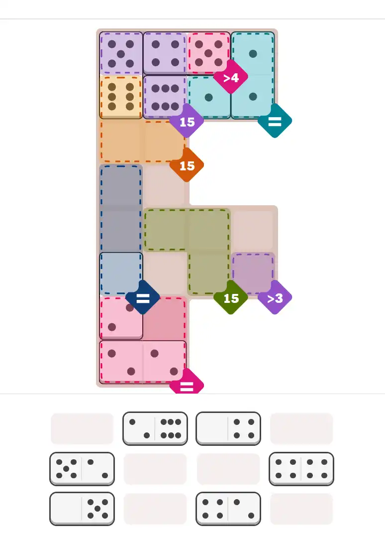 Pips hint for December 28, 2025 – hard level puzzle grid with critical first placements and strategy