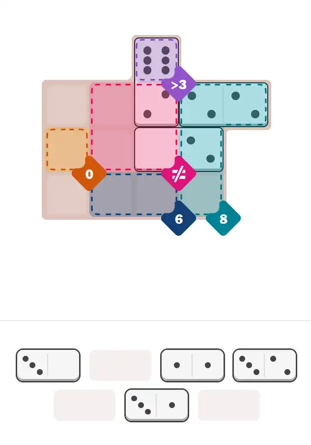 Pips hint for December 28, 2025 – medium level puzzle grid highlighting important moves and hints