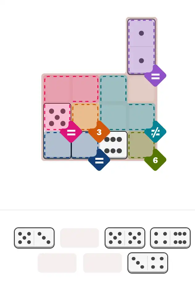 Pips hint for December 3, 2025 – medium level puzzle grid highlighting important moves and hints