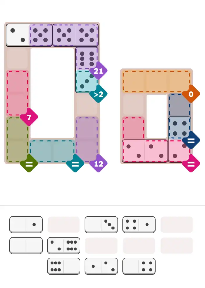 Pips hint for December 8, 2025 – hard level puzzle grid with critical first placements and strategy