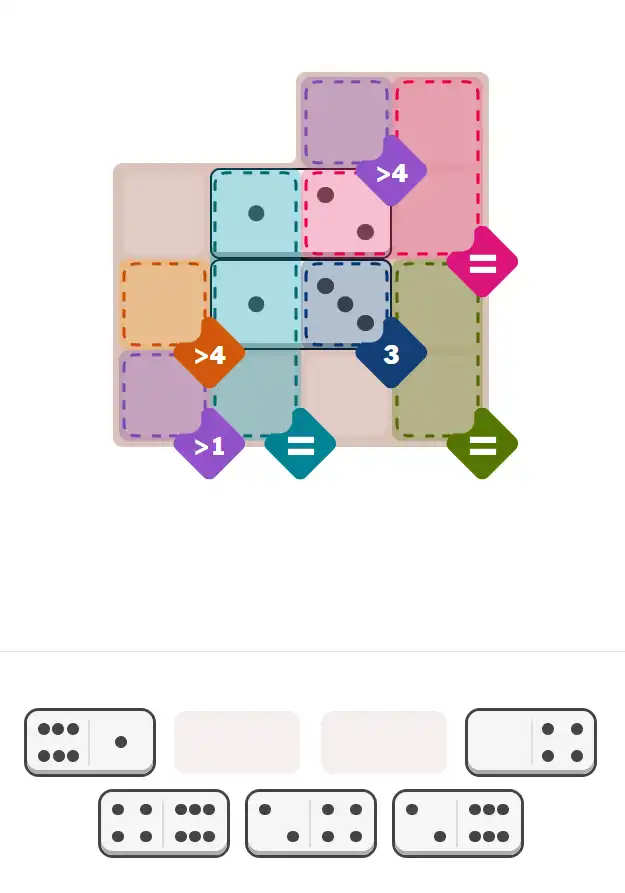 Pips hint for December 8, 2025 – medium level puzzle grid highlighting important moves and hints