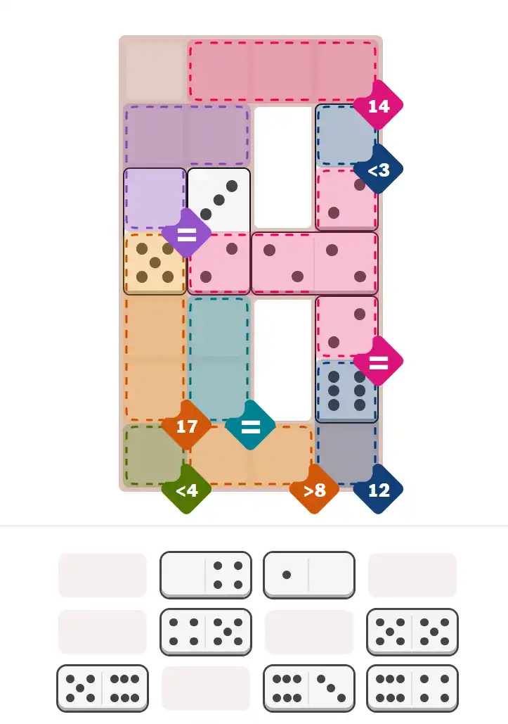 Pips hint for December 9, 2025 – hard level puzzle grid with critical first placements and strategy