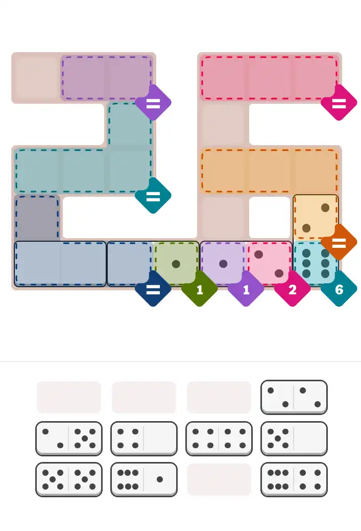 Pips hint for January 1, 2026 – hard level puzzle grid with critical first placements and strategy