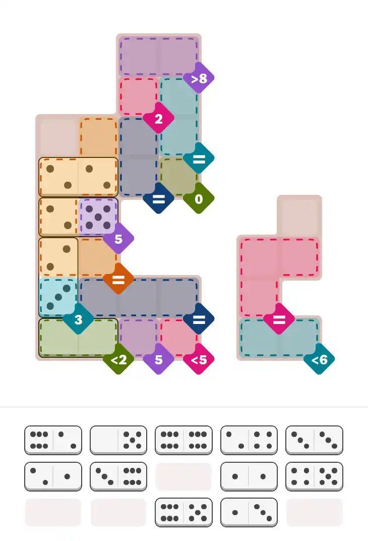 Pips hint for January 20, 2026 – hard level puzzle grid with critical first placements and strategy
