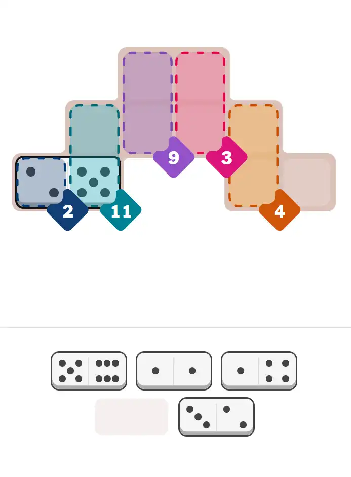 Pips hint for February 10, 2026 – easy level puzzle grid showing key first steps and strategy