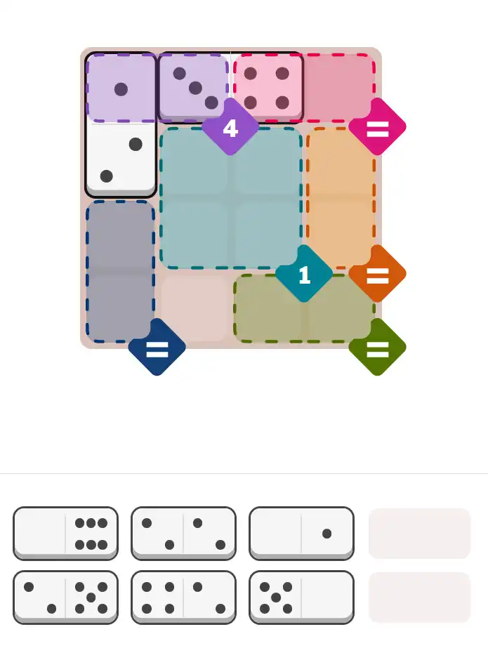 Pips hint for February 10, 2026 – medium level puzzle grid highlighting important moves and hints