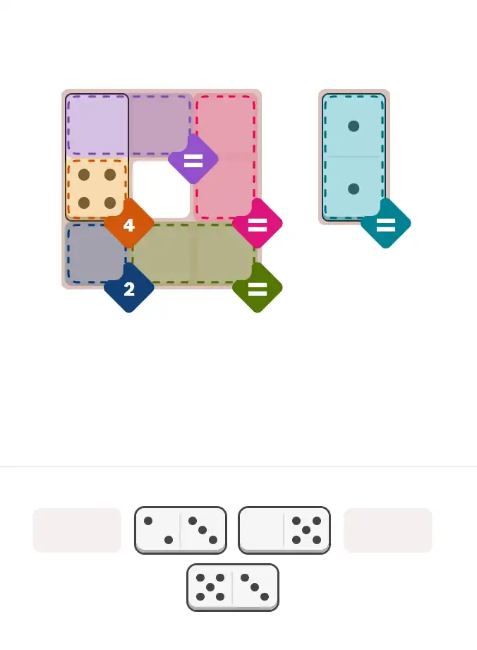 Pips hint for February 12, 2026 – easy level puzzle grid showing key first steps and strategy