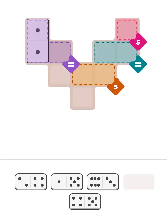 Pips hint for February 14, 2026 – easy level puzzle grid showing key first steps and strategy