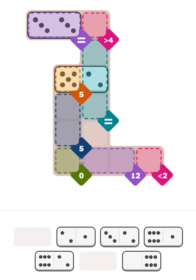 Pips hint for February 15, 2026 – medium level puzzle grid highlighting important moves and hints