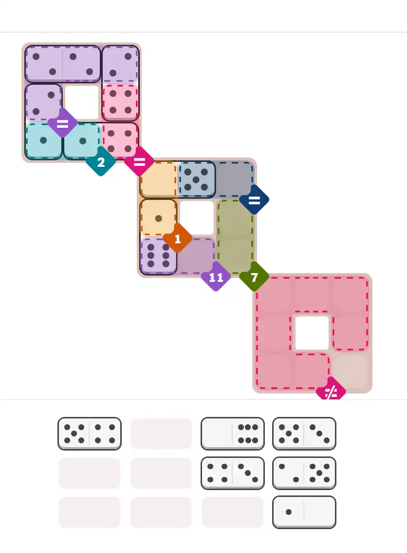 Pips hint for February 16, 2026 – hard level puzzle grid with critical first placements and strategy