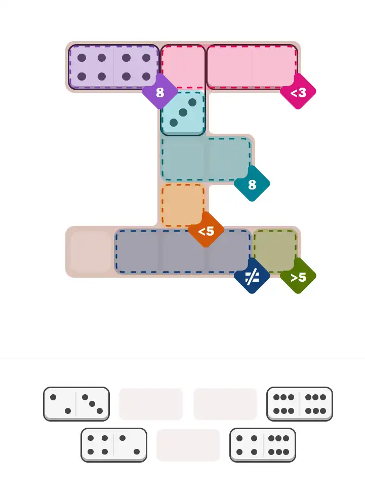 Pips hint for February 16, 2026 – medium level puzzle grid highlighting important moves and hints