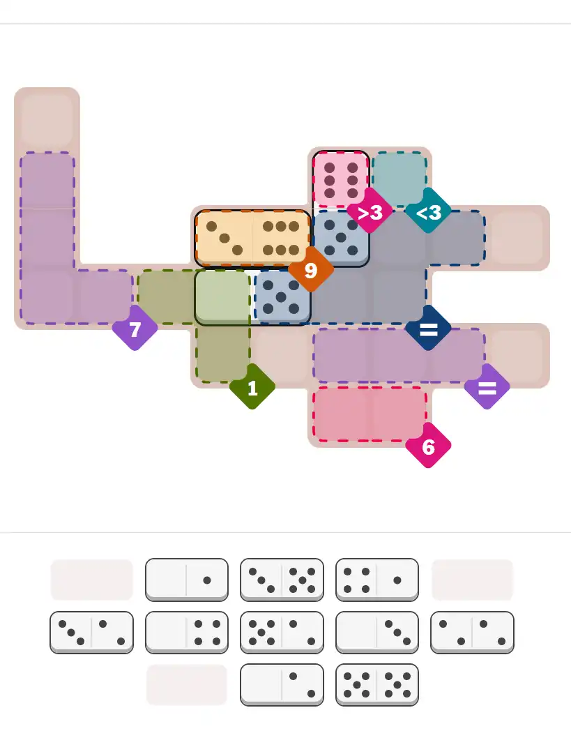 Pips hint for February 17, 2026 – hard level puzzle grid with critical first placements and strategy